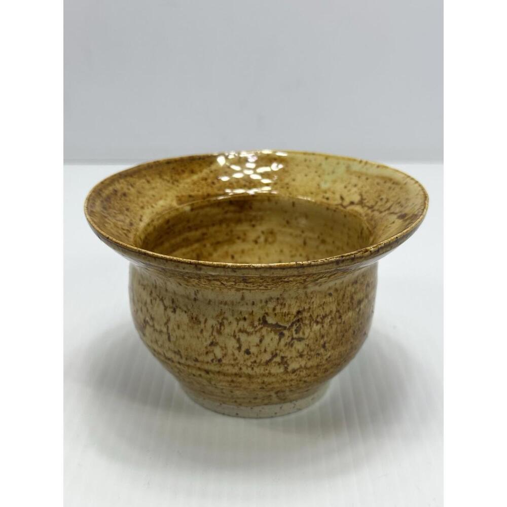 Vintage Art Pottery Planter Bowl Brown Speckle MCM Decor Earthy Stamped A B